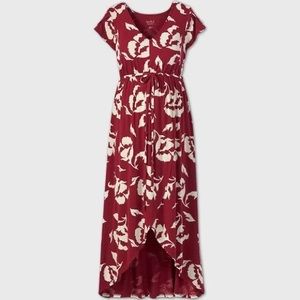 Red floral maternity wrap dress from isabel